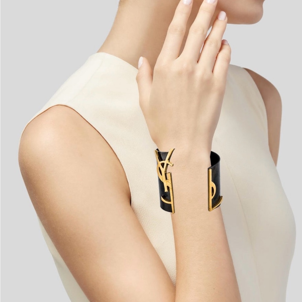 Black and Gold YSL Cuff Bracelet